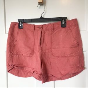 Loft Salmon Linen Blend Shorts with Roll Hem